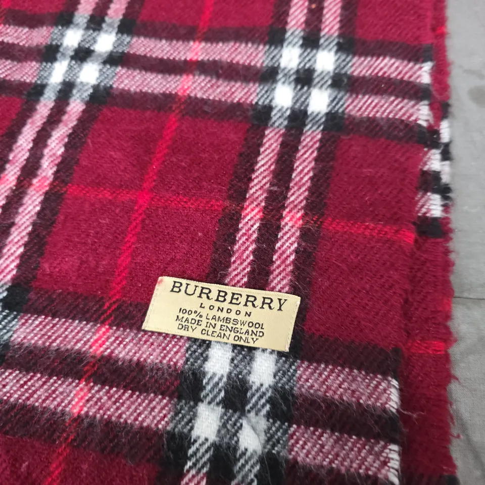 BURBERRY LONDON SCARF – RED CHECK, 100% LAMBSWOOL