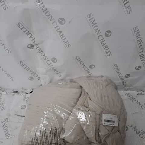 BOXED SUPERSOFT BY COZEE HOME TEXTURED STRIPE DUVET SET IN STONE - SUPER KING