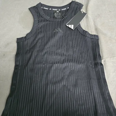 ADIDAS WOMEN'S BLACK PLEATED SLEEVELESS TRAINING TOP - SIZE XS
