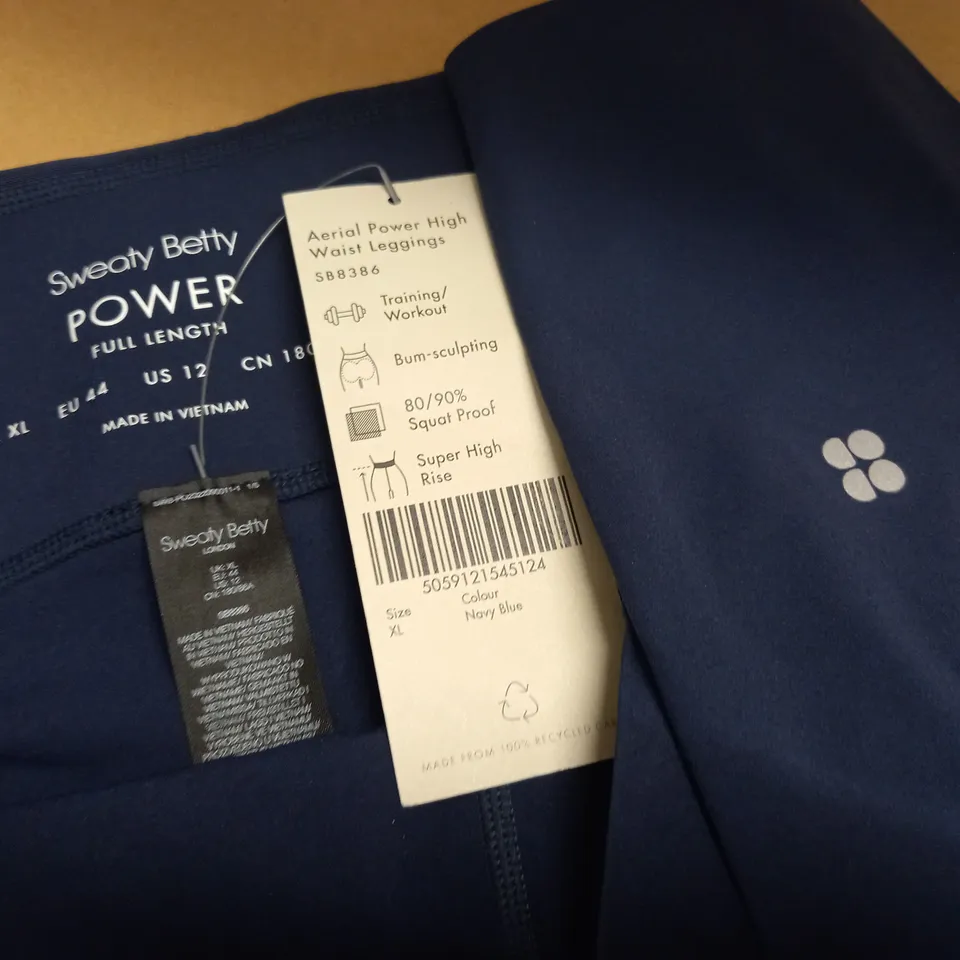 SWEATY BETTY AERIAL POWER HIGH WAIST LEGGINGS IN NAVY - XL