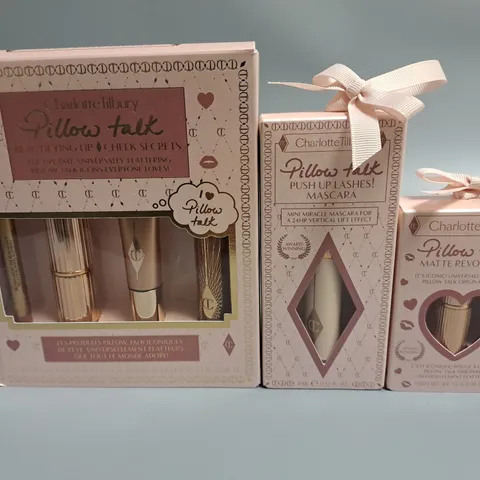 LOT OF 3 ASSORTED BOXED CHARLOTTE TILBURY PILLOW TALK BEAUTY ITEMS