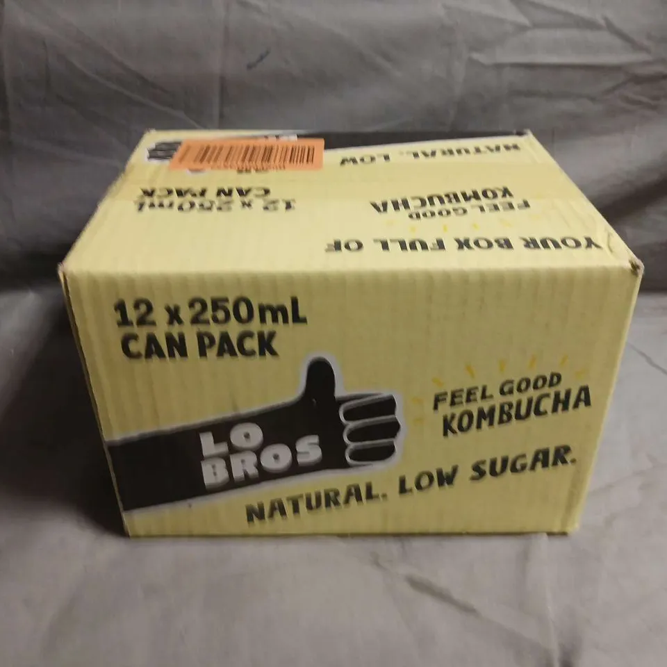 LO BROS KOMBUCHA 12 X 250ML CAN PACK – NATURAL, LOW SUGAR - COLLECTION ONLY