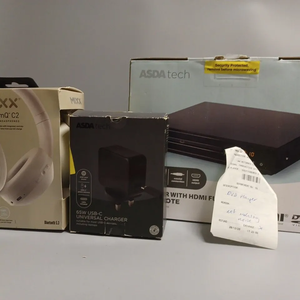 APPROXIMATELY 20 ASSORTED ELECTRICAL ITEMS TO INCLUDE CHARGERS , HEADPHONES, DVD PLAYERS, ETC
