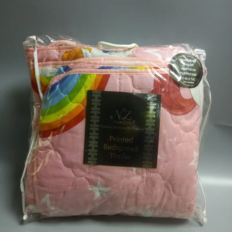 NIGHT ZONE PRINTED BEDSPREAD IN PINK - 150CM X 150CM