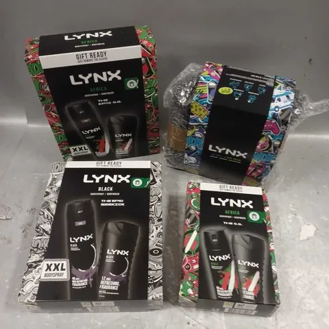 LOT OF 4 ASSORTED LYNX BOXSETS TO INCLUDE - BLACK BODY DUO - AFRICA BODY DUO - ICE CHILL + EPIC FRESH COLLECTION