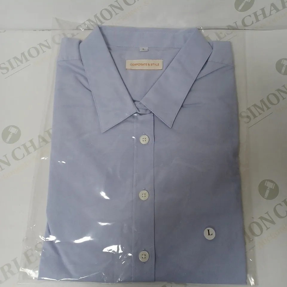 SEALED SET OF 10 BRAND NEW CORPORATIVE STYLE BLUE WOMENS SHIRT- LARGE