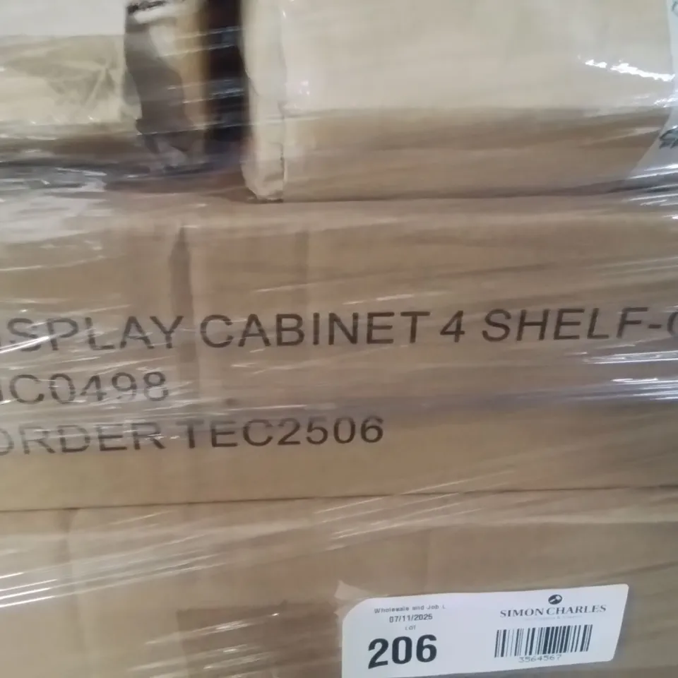 PALLET CONTAINING LARGE QUANTITY OF POP UP MULTI PURPOSE STORAGE BOXES AND DISPLAY CABINET SHELVES