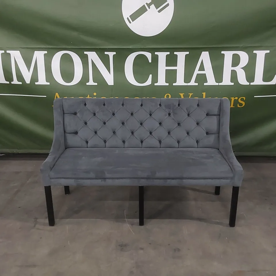 DESIGNER KITCHEN BACK-TO-WALL VELVET UPHOLSTERED KITCHEN BENCH - GREY