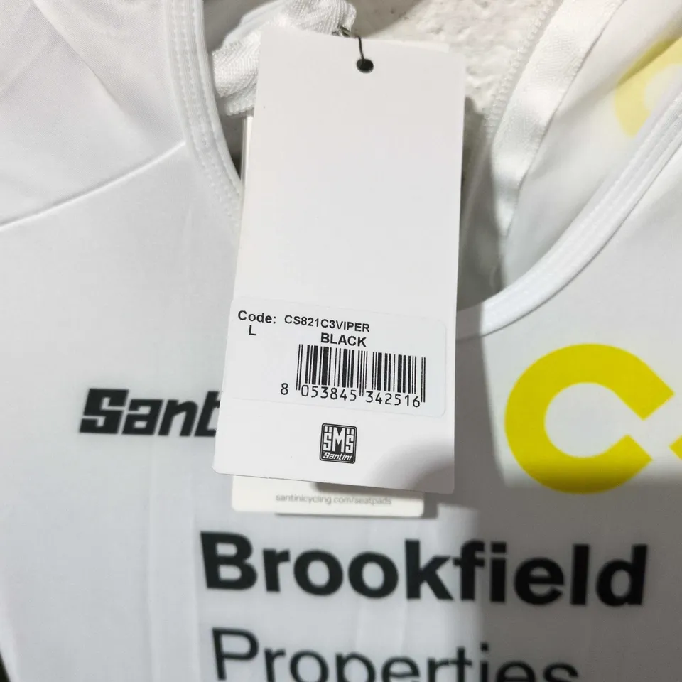 SANTINI MENS C3 SEAT PAD CYCLING SPEED SUIT IN WHITE MULTI SIZE - UK L