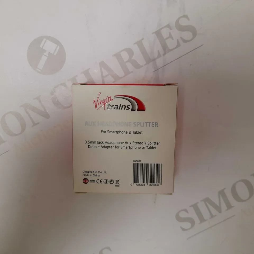 BOX OF APROX 10 VIRGIN TRAINS AUX HEADPHONES SPLITTERS 3.5MM