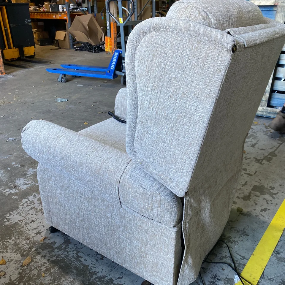 DESIGNER GREY FABRIC RECLINING ARMCHAIR