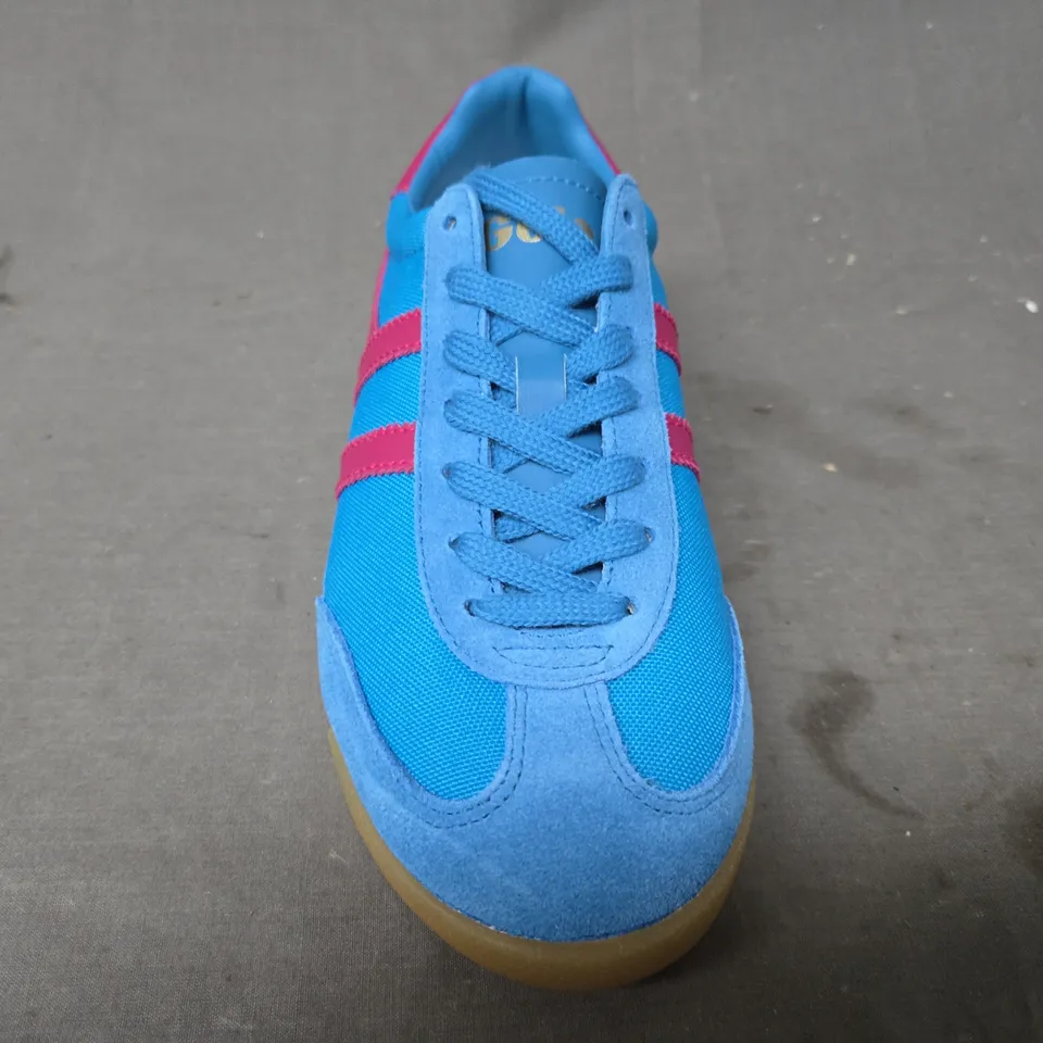 BOXED PAIR OF GOLA TORNADO SHOES IN BLUE/FUCHSIA UK SIZE 6