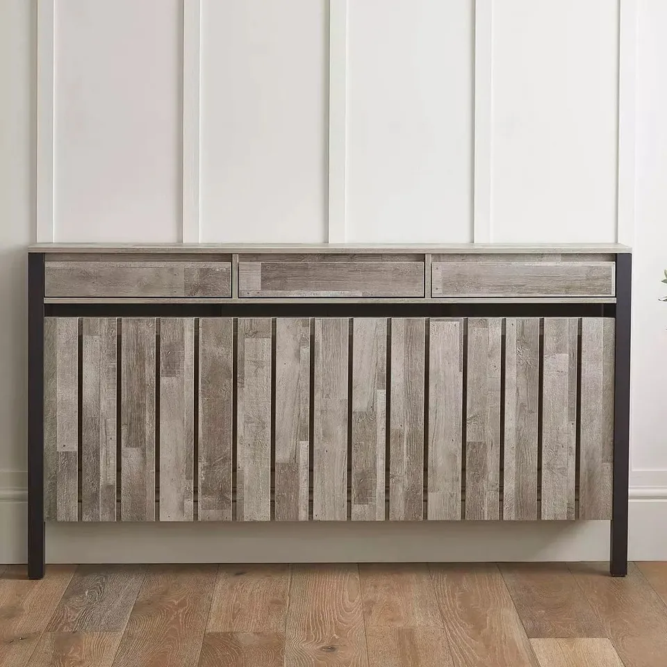 BOXED LINLEY LARGE 3 DRAWER RADIATOR COVER IN GREY