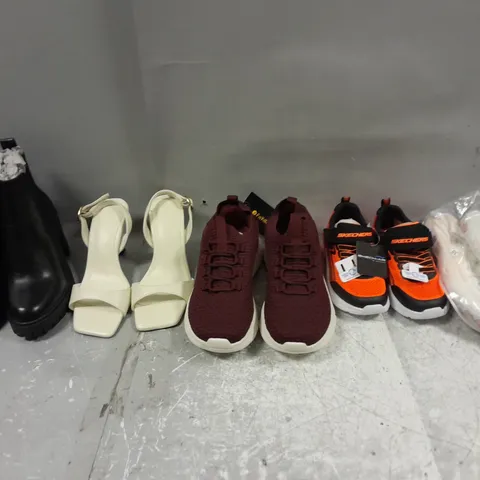 BOX OF APPROXIMATELY 20 PAIRS OF ASSORTED SHOES IN VARIOUS STYLES, COLOURS AND SIZES