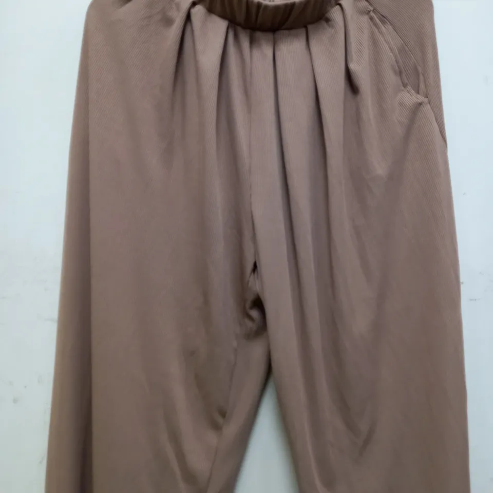 CIDER STRETCH WIDE LEG PANTS IN COFFEE BROWN - XS