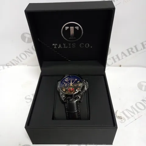 MENS TALIS CO 7120 CHRONOGRAPH WATCH – MOON PHASE MOVEMENT – GENUINE LEATHER STRAP 
