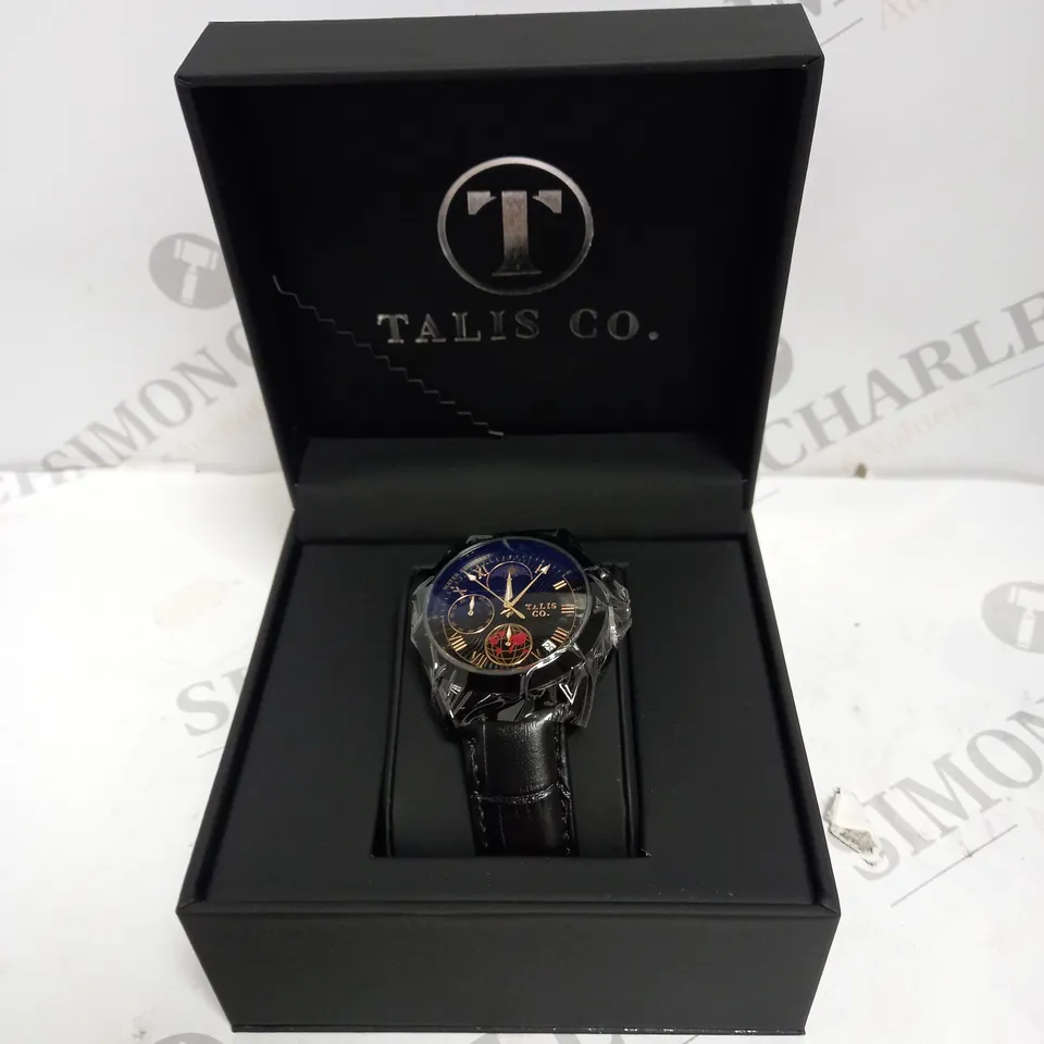 MENS TALIS CO 7120 CHRONOGRAPH WATCH – MOON PHASE MOVEMENT – GENUINE LEATHER STRAP 
