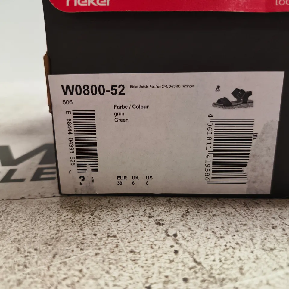 RIEKER GREEN SANDALS – W0800-52, UK 6 (EU 39)