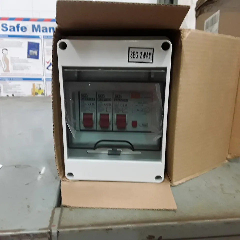 BOXED NICOONE 2 WAY CONSUMER UNIT CIRCUIT BREAKER PANEL LEAKAGE CIRCUIT BREAKER FUSE BOARD 40A 30MA RCD 2MCB 6A+16A, IP65 PROTECTIVE PLASTIC SHIELD CIRCUIT BREAKER CONSUMER UNIT