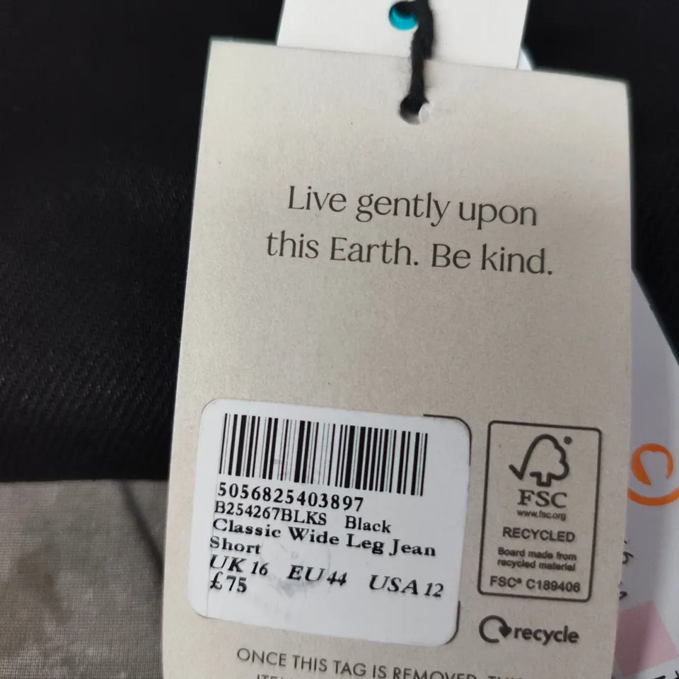 NOBODY'S CHILD BLACK CLASSIC WIDE-LEG JEANS, UK 16 