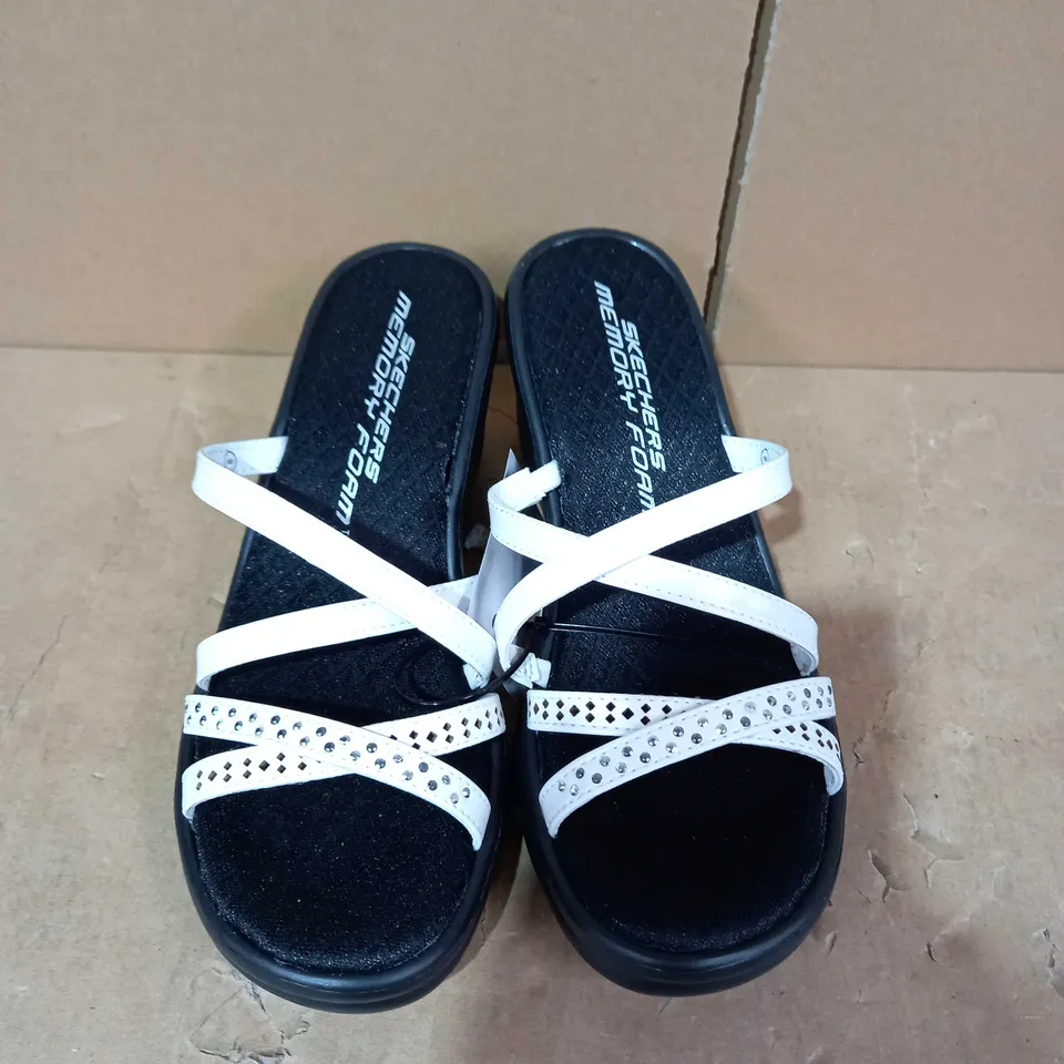 SKECHERS RHINESTONE MULTI STRAP WEDGE SANDAL - SIZE 5