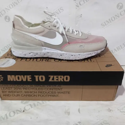 BOXED PAIR OF NIKE WAFFLE ONE CRATER SHOES IN CREAM/WHITE/ORANGE UK SIZE 7.5