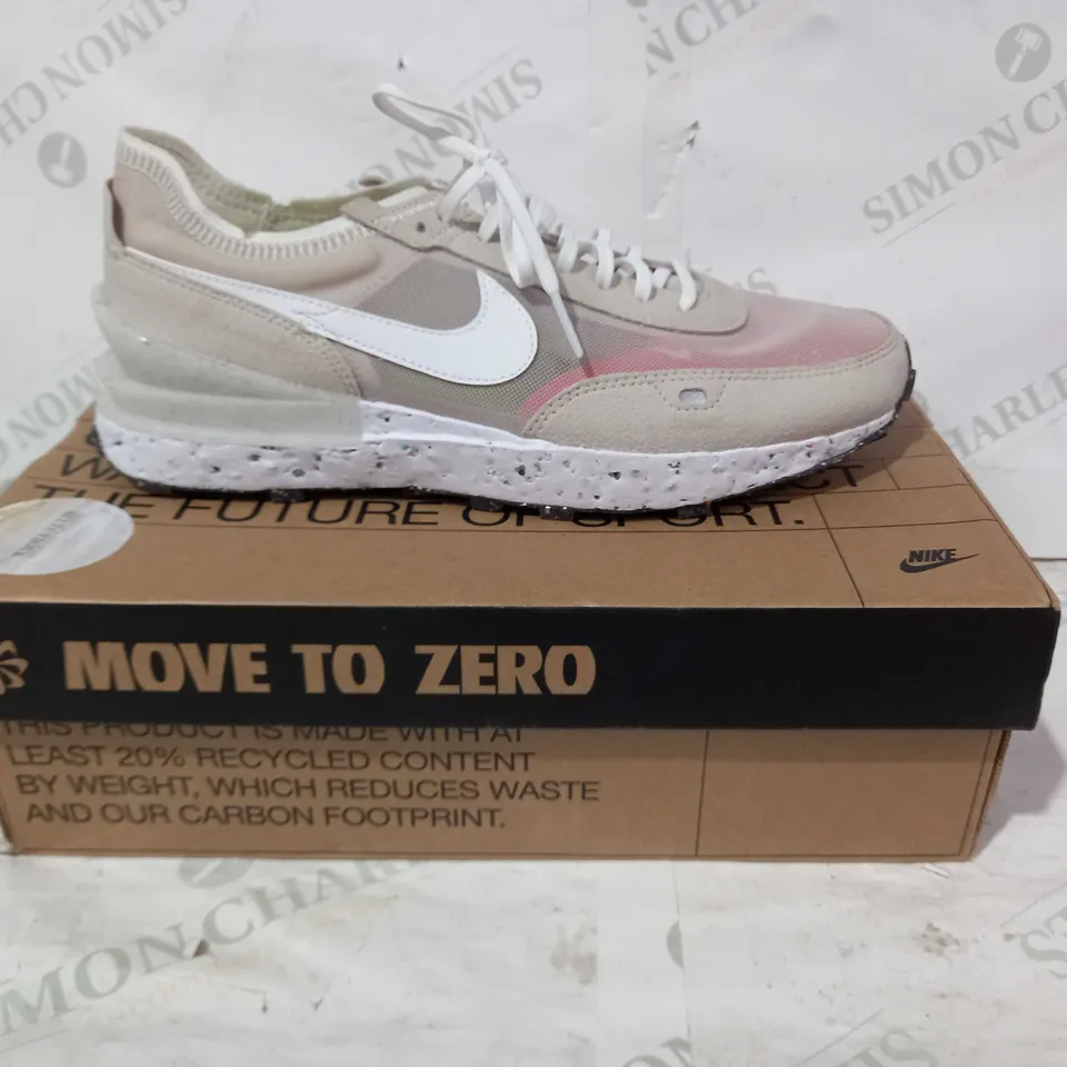 BOXED PAIR OF NIKE WAFFLE ONE CRATER SHOES IN CREAM/WHITE/ORANGE UK SIZE 7.5