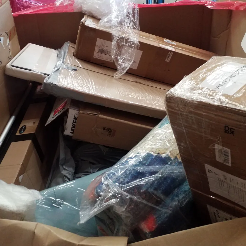 PALLET CONTAINING ASSORTED PRODUCTS INCLUDING CAMPING WAGON, MOSQUITO NET, HEADBOARD & CHANNEL DRAIN