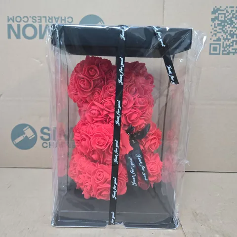 BOX OF APPROX 12 RED LUXURY ROSE TEDDY BEAR