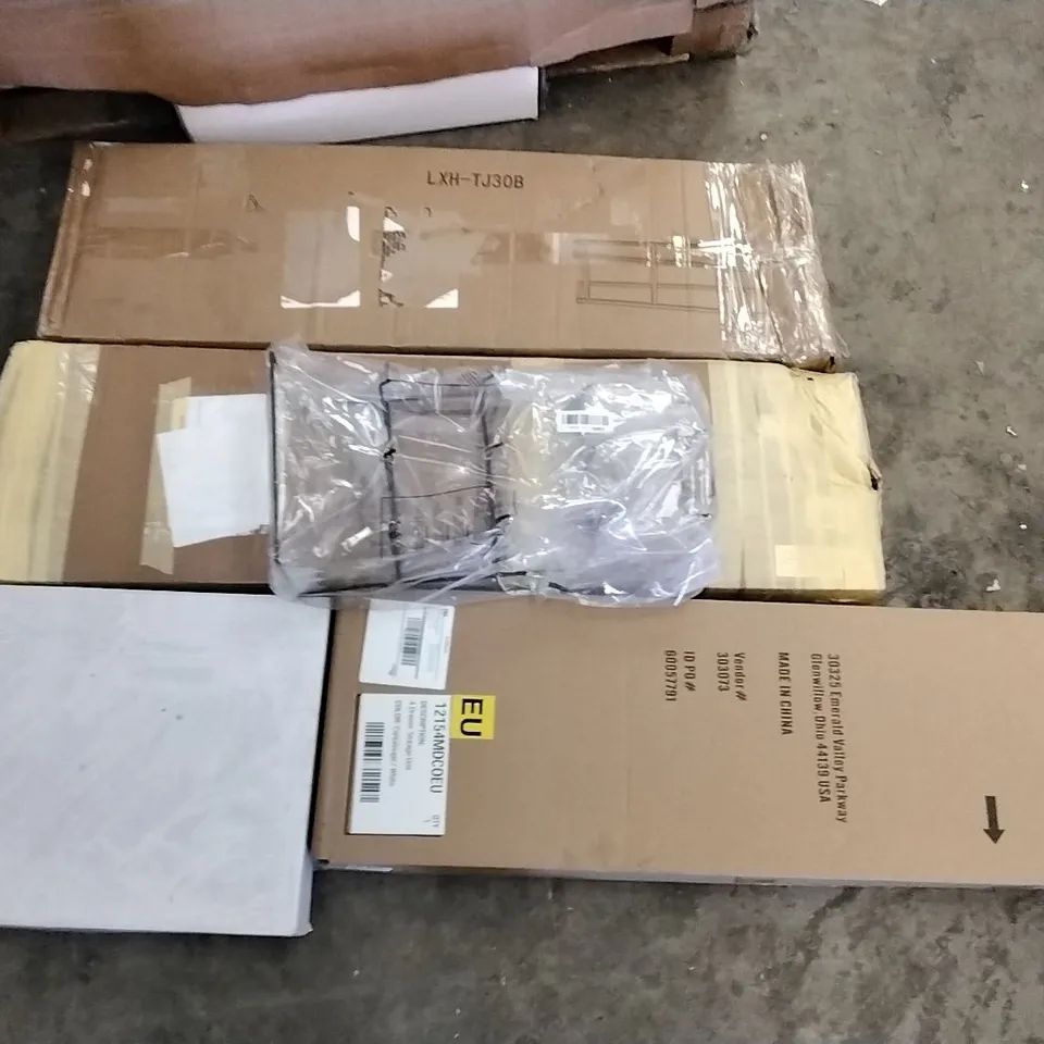 PALLET OF ASSORTED ITEMS INCLUDING PIPISHELL TOILET SEAT, BACOENG ASH VACUUM, LED PURIFICATION FIXTURE, 4 DRAWER STORAGE UNIT, BEDEE SHEEPSKIN RUG, AIR COOLER 