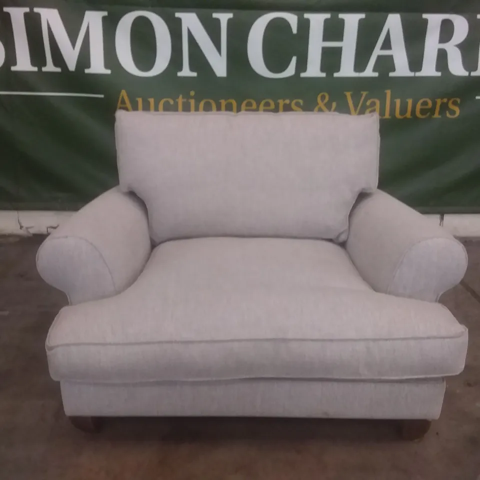 LOUNGE CO MADE AND MANUFACTURED ARMCHAIR - LIGHT GREY FABRIC 