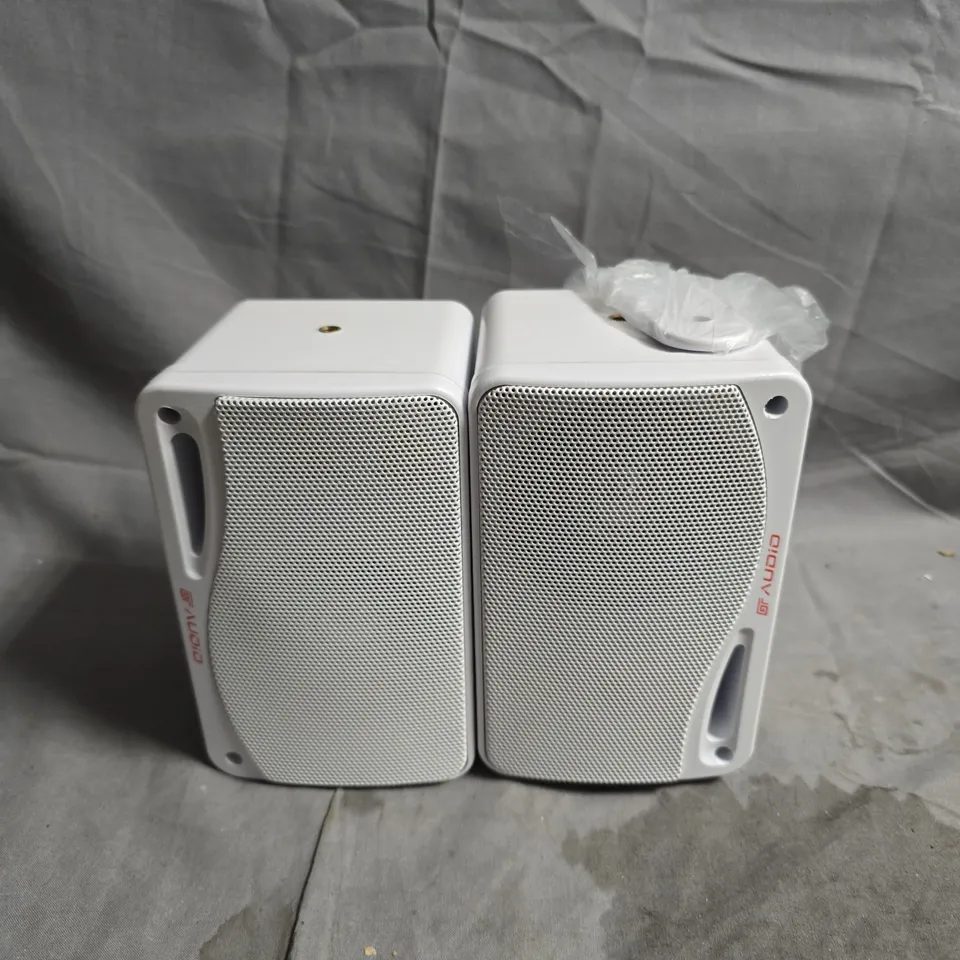 GT AUDIO BASS FACE WHITE STEREO SPEAKERS – PAIR (BOX INCLUDED)