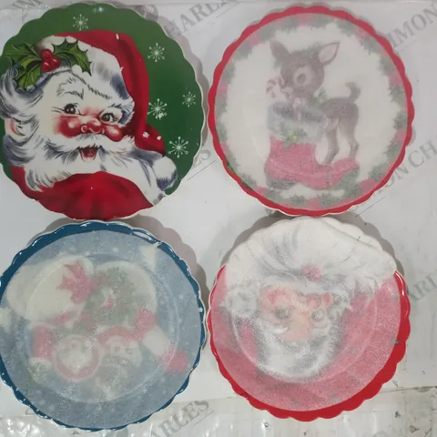 BOXED MR CHRISTMAS SET OF 4 CERAMIC NOSTALGIC RETRO PLATES