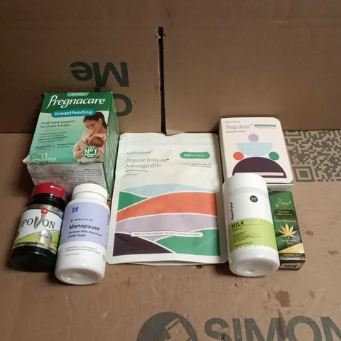 APPROXIAMTELY 15 ASSORTED HEALTH PRODUCTS TO INCLUDE PREGNACARE, LIPOVON, CBD EXTRACT ETC 