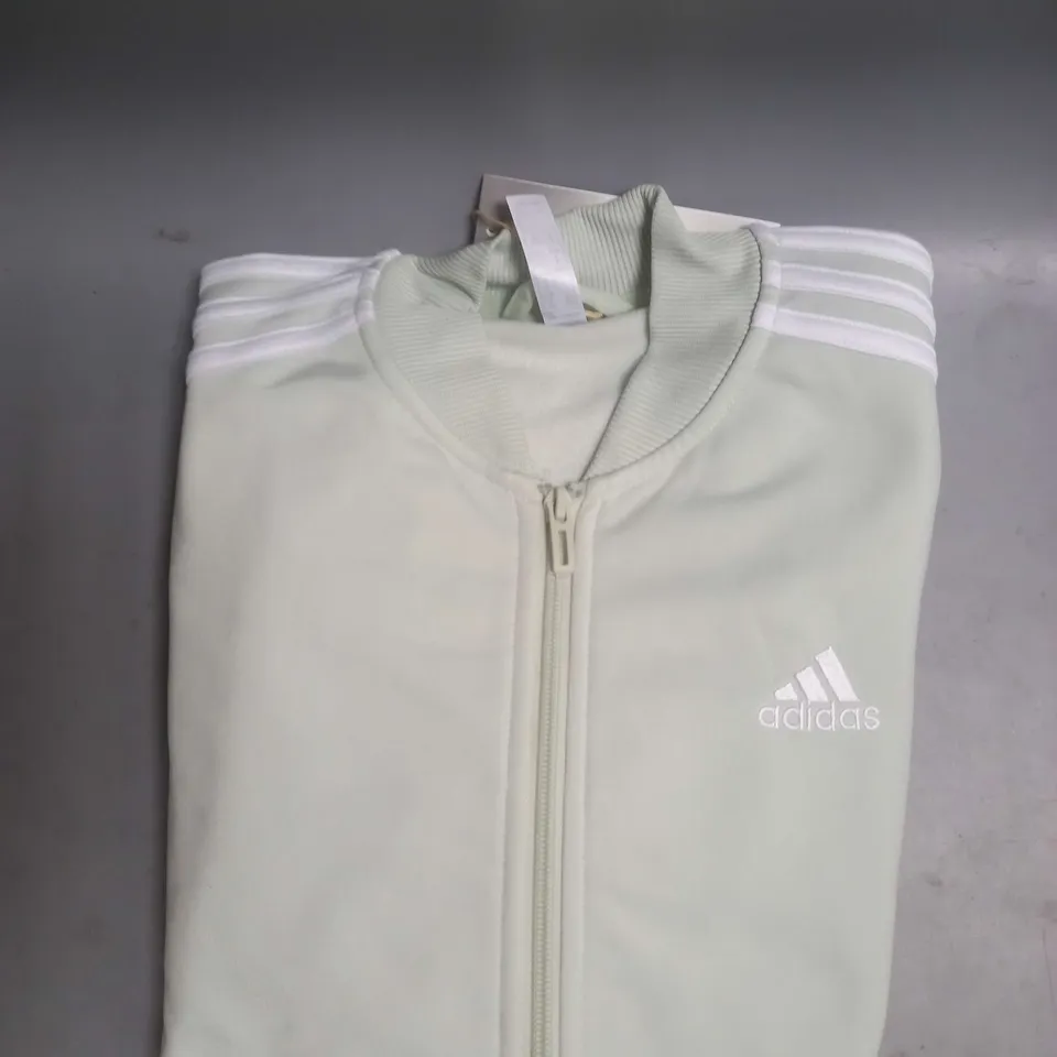 ADIDAS 3 STRIPE TRACKSUIT ZIP UP JACKET PALE GREEN SIZE 10