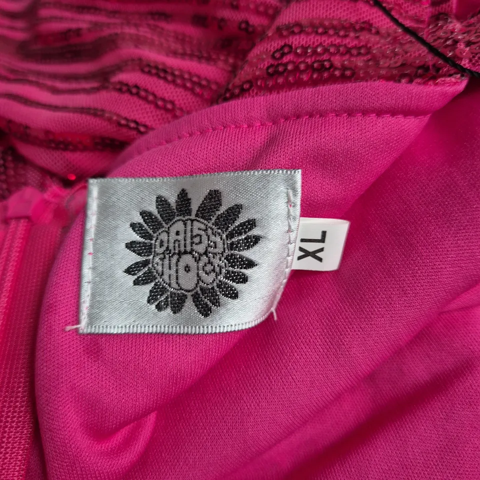 DAISY SHOCK SEQUIN SPLIT MINI DRESS IN PINK SIZE XL
