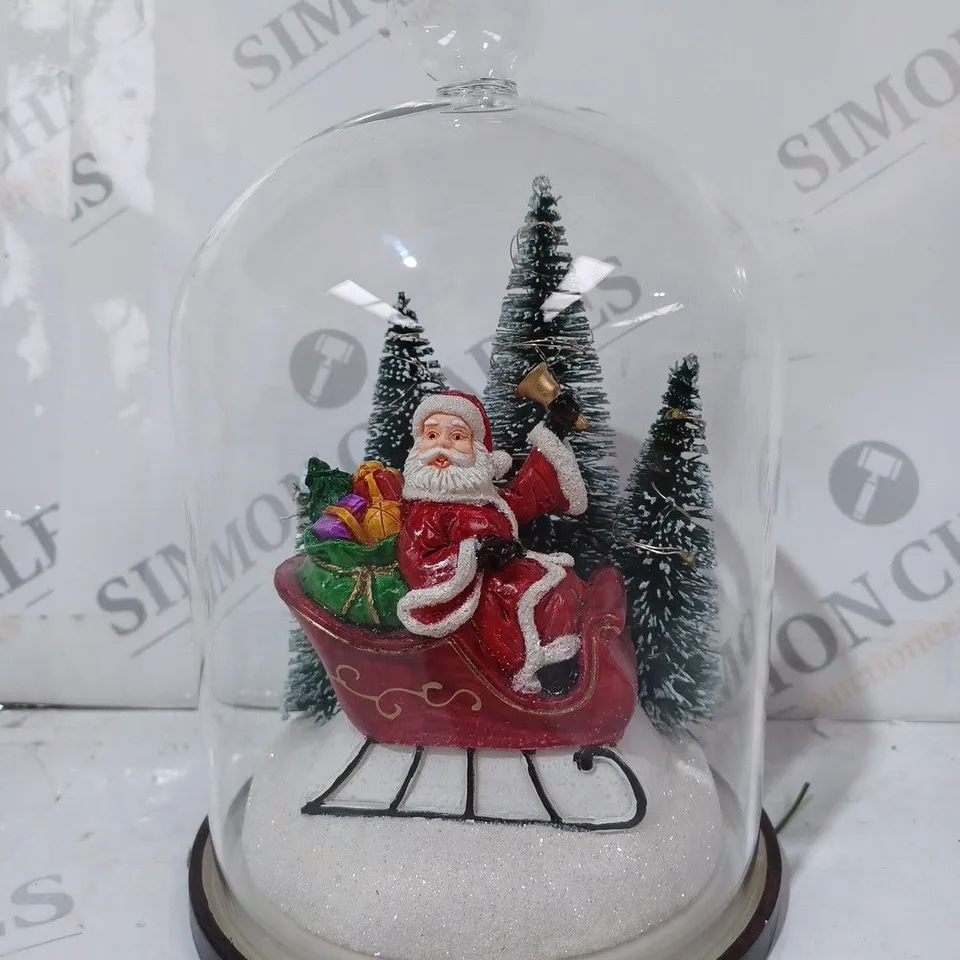 SANTA EXPRESS PRE-LIT FESTIVE SCENE IN GLASS CLOCHE DOME