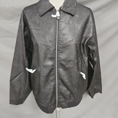 BDG PU BOMBER JACKET IN BLACK SIZE M