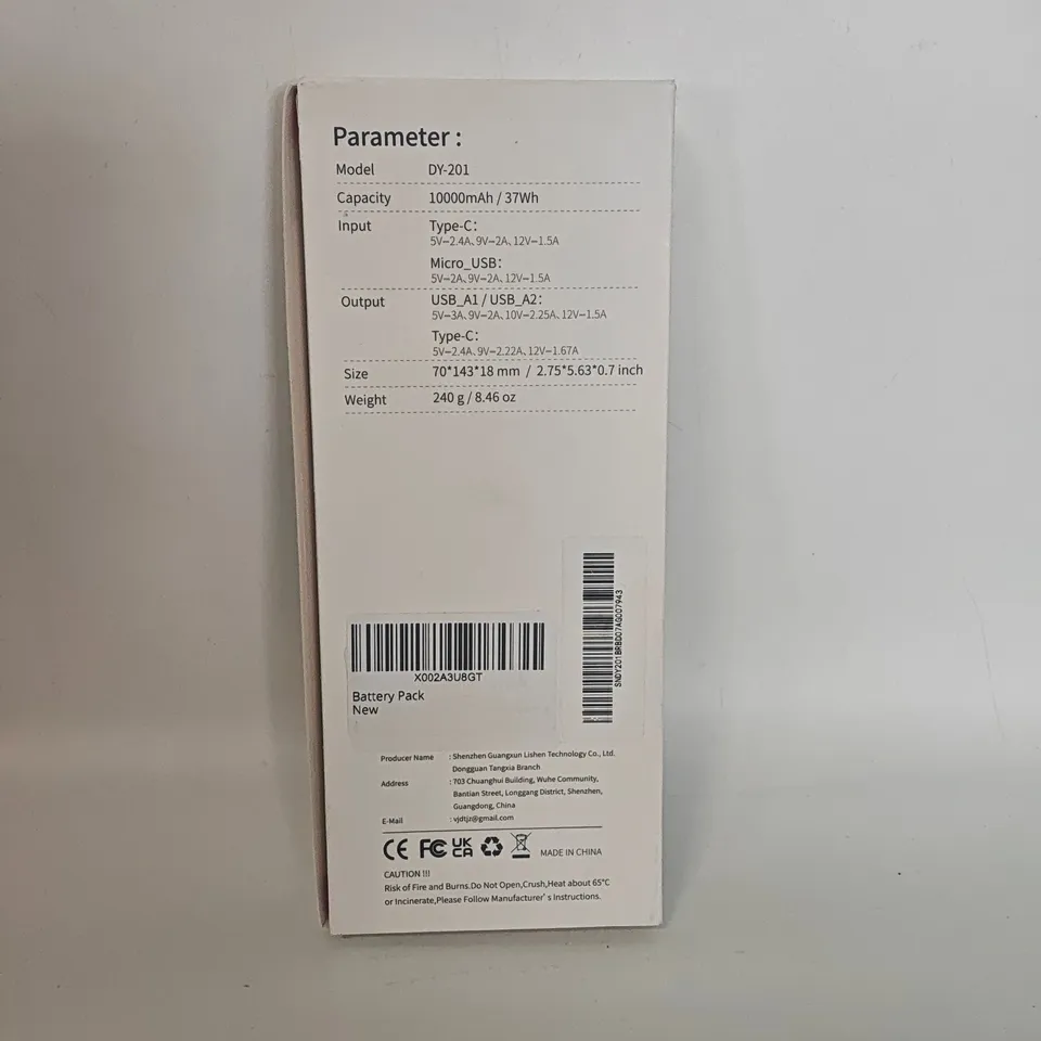 BOXED CONCUR DY-201 10000 POWER BANK - BLACK