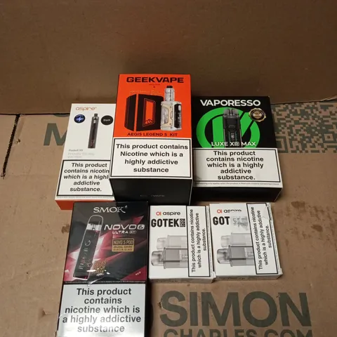 APPROXIMATELY 15 ASSORTED E-CIGARETTE PRODUCTS TO INCLUDE - VAPORESSO, SMOK, GEEK VAPE ETC 