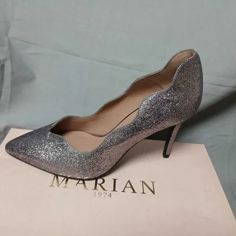 MARIAN DESIGNER SHOES – GLITTER SILVER HIGH HEELS, UK 6.5 (EU 39)