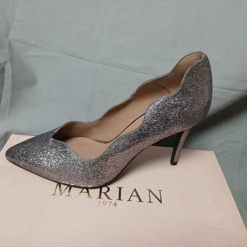 MARIAN DESIGNER SHOES – GLITTER SILVER HIGH HEELS, UK 6.5 (EU 39)