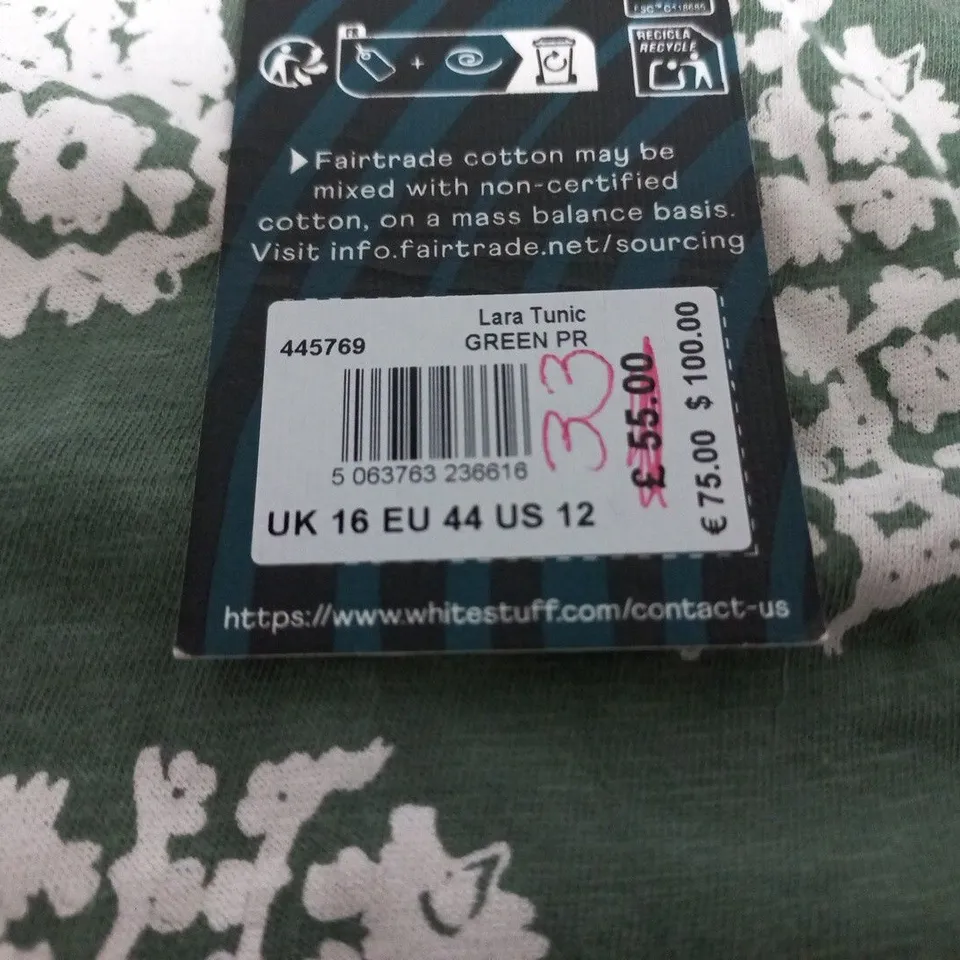 WHITE STUFF LARA TUNIC IN GREEN - UK 16