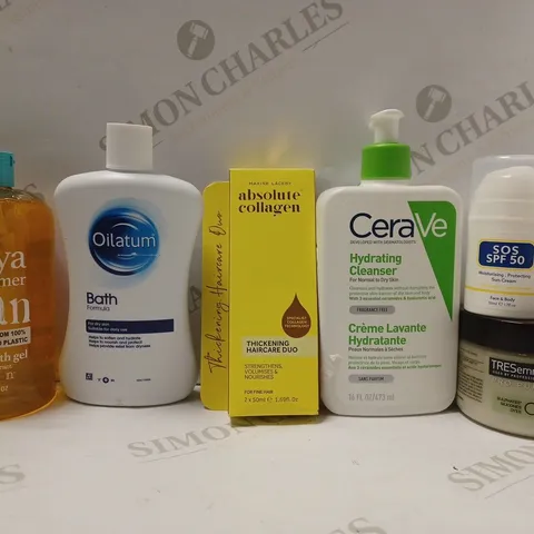 BOX OF APPROX 20 ASSORTED HEALTH AND BEAUTY ITEMS TO INCLUDE - CERAVE HYDRATING CLEANSER - OILATUM BATH FORMULA - TRESEMME PRO PURE CURL HYDRATION ECT 