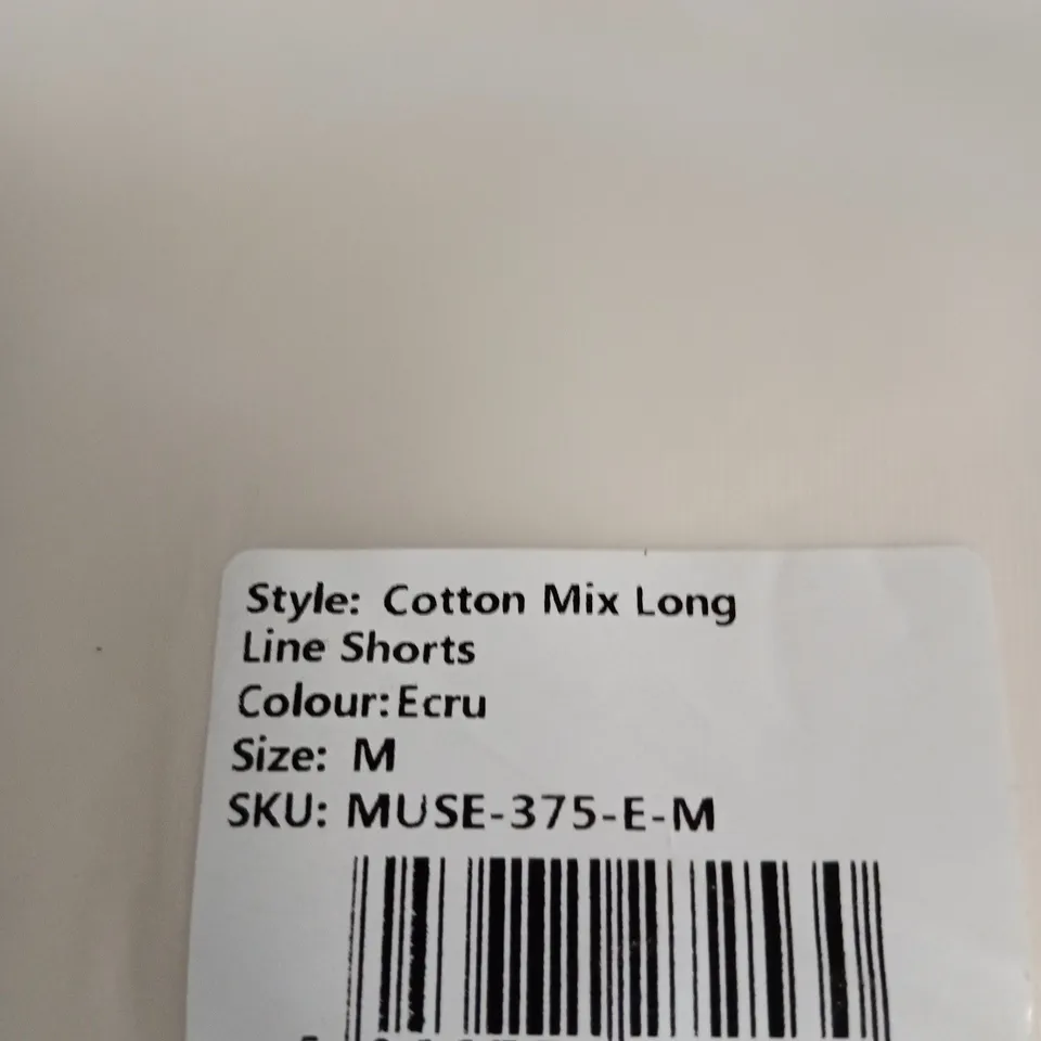 MUSE COTTON MIX LONG LINE SHORTS – ECRU – SIZE M