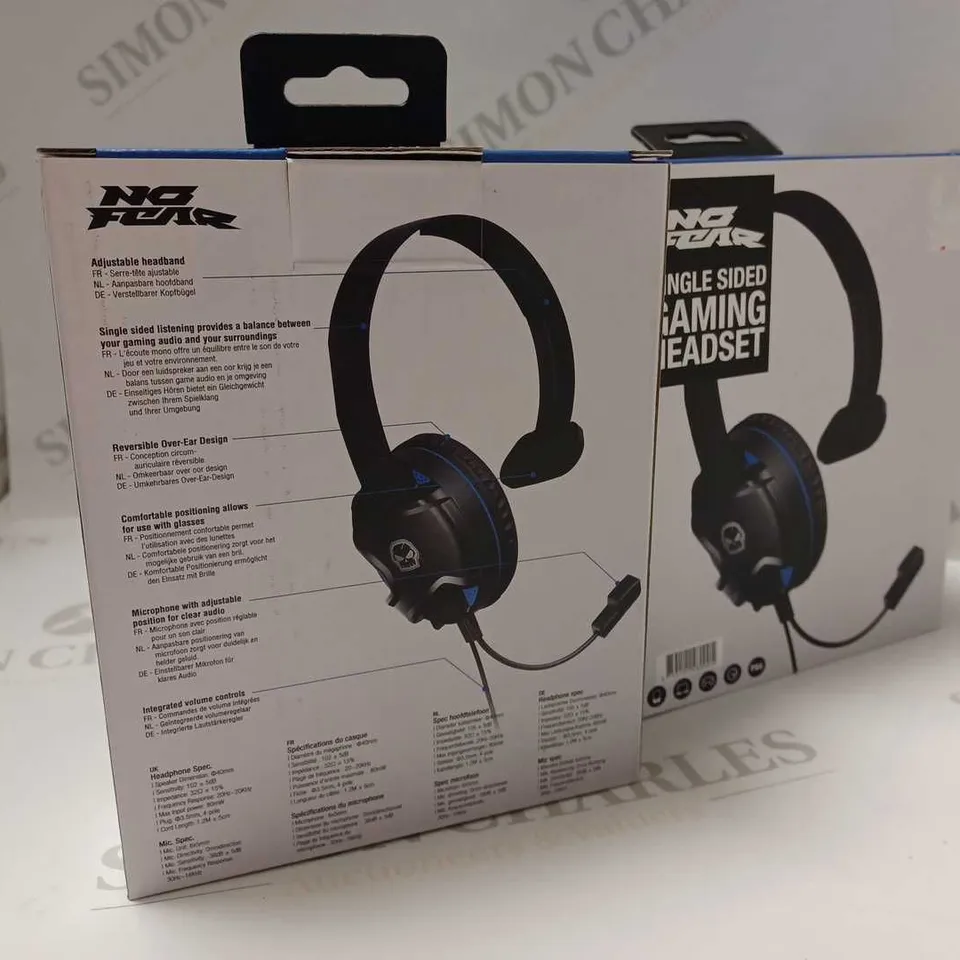 LOT OF TWO TO INCLUDE NO FEAR SINGLE SIDED GAMING HEADSETS
