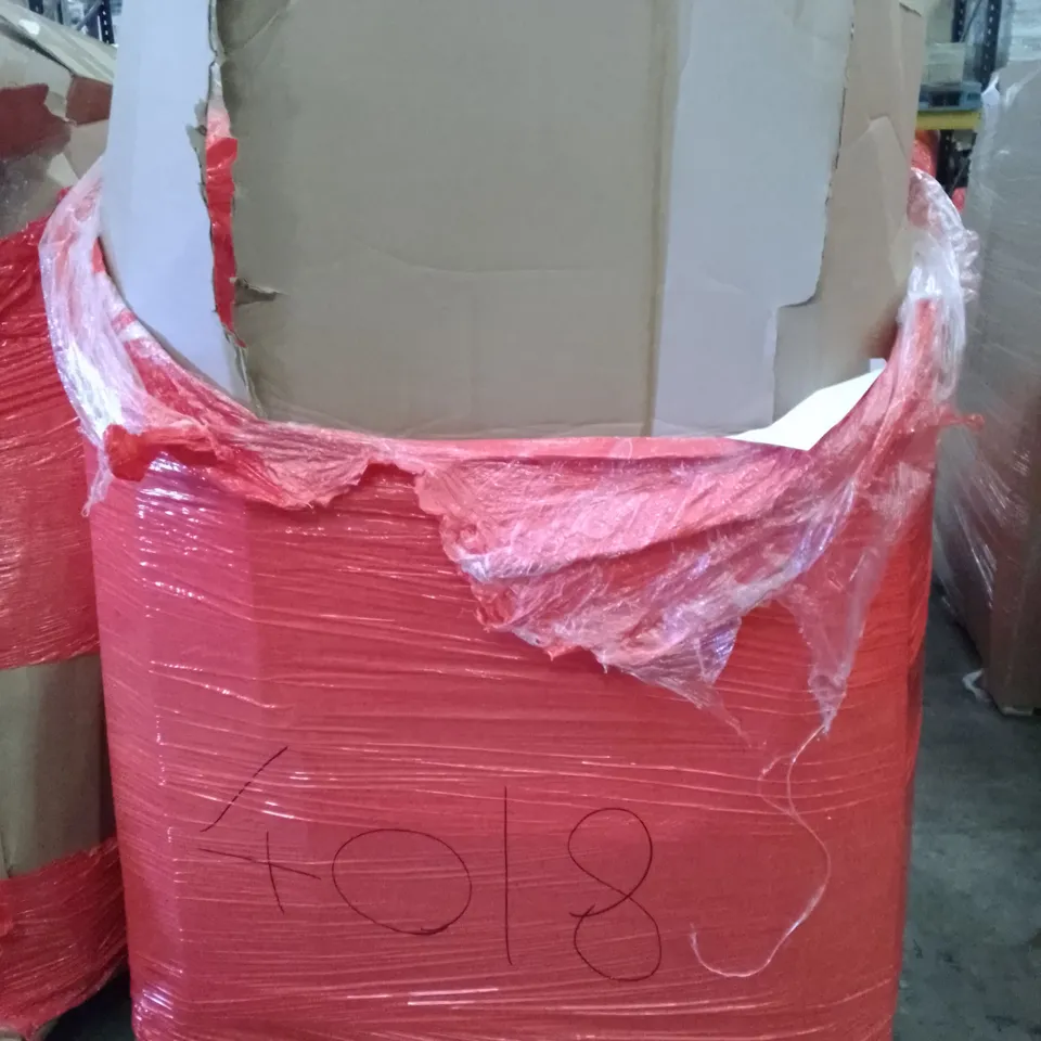 PALLET OF ASSORTED ITEMS INCLUDING ROUND BALLOON ARCH STAND, SPRING LOADED TENSION ROD, DOG HARNESS, GLYANIS TENT, SPONGE SCOURERSOFFICE CHAIR