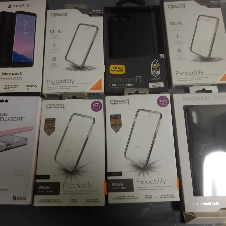 LOT OF APPROXIMATELY 20 ASSORTED MOBILE PHONE CASES TO INCLUDE GEAR4, MOPHIE AND APPLE