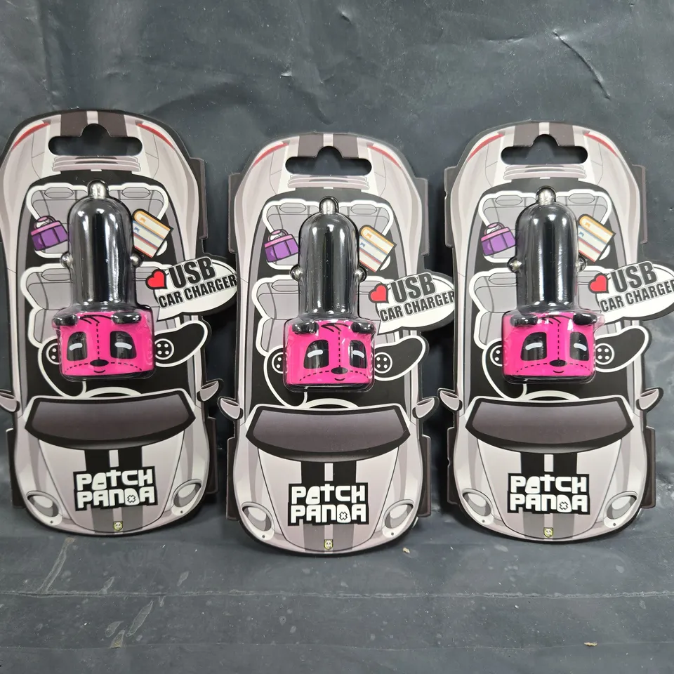 BOX OF APPROXIMATELY 180 PATCH PANDA USB CAR CHARGERS IN PINK