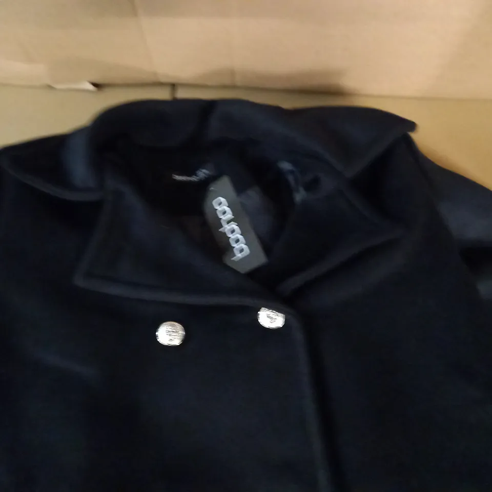 BOOHOO COLLARED DOUBLE BREASTED WOOL LOOK COAT - 8